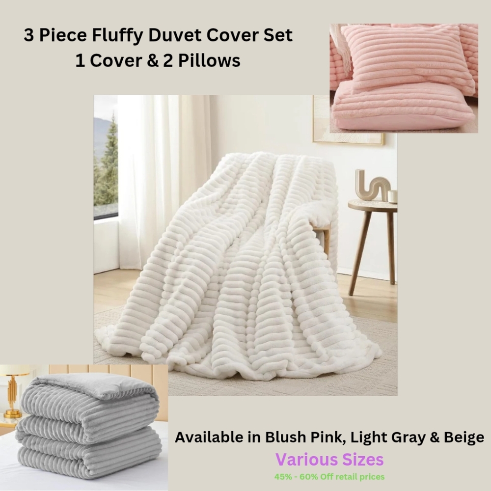 Luxury 3 Piece Fluffy Duvet Cover Set